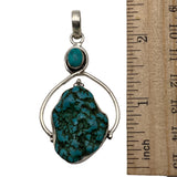 Blue Howlite & Turquoise Solid 925 Sterling Silver Pendant
