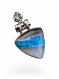 Blue Dendritic Opal & Blue Toothbrush Solid 925 Sterling Silver Pendant