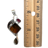 Cady Mountain Agate Tourmaline & Tiger Eye Solid 925 Sterling Silver Pendant