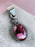 Kingman Red Rose Dahlia Solid 925 Sterling Silver Pendant