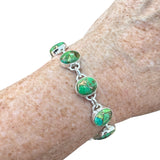 Green Mojave Turquoise Solid 925 Sterling Silver Bracelet