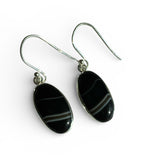 Black Botswana Agate Solid 925 Sterling Silver Earrings