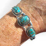 Kingman Blue Copper Turquoise Solid 925 Sterling Silver Cuff Bracelet