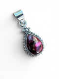 Kingman Red Rose Dahlia Solid 925 Sterling Silver Pendant