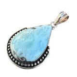 Caribbean Larimar Solid 925 Sterling Silver Pendant