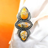 Bumblebee Jasper Solid 925 Sterling Silver Ring 7