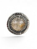 Gold Rutilated Quartz Solid 925 Sterling Silver Ring 5.5