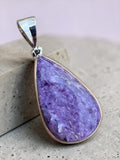 Charoite Solid 925 Sterling Silver Pendant