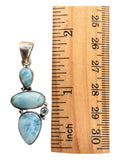 Caribbean Larimar & Blue Topaz Solid 925 Sterling Silver Pendant