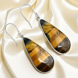 Tiger Eye Solid 925 Sterling Silver Earrings