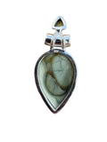 Royal Imperial Jasper & Peridot Solid 925 Sterling Silver Pendant