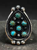 Kingman Turquoise Solid 925 Sterling Silver Ring ADJ