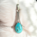 Persian Turquoise with Pyrite Solid 925 Sterling Silver Pendant