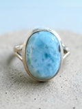 Caribbean Larimar Solid 925 Sterling Silver Ring 7
