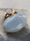 Owyhee Opal & Moonstone Solid 925 Sterling Silver Pendant