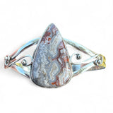 Crazy Lace Agate Solid 925 Sterling Silver Cuff Bracelet