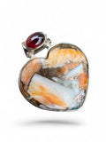 Spiny Oyster & Garnet Solid 925 Sterling Silver Pendant