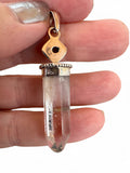 Lemurian Quartz & Rainbow Fire Topaz Solid 925 Sterling Silver Pendant