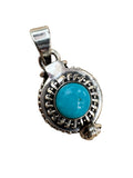 Kingman Turquoise Solid 925 Sterling Silver Poison Locket Pendant