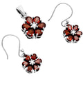 Garnet Solid 925 Sterling Silver Pendant & Earrings Set