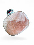 Scolecite & Garnet Solid 925 Sterling Silver Pendant