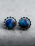 Kingman Pink Dahlia Solid 925 Sterling Silver stud Earrings