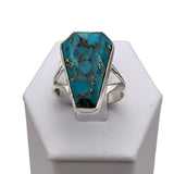 Kingman Copper Turquoise Solid 925 Sterling Silver Ring