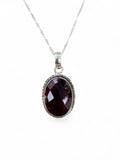 Garnet Solid 925 Sterling Silver Pendant with chain