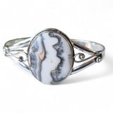 Zebra Calcite Solid 925 Sterling Silver Cuff Bracelet