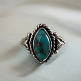 Kingman Turquoise Solid 925 Sterling Silver Ring 4.5