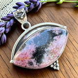 Rhodonite Solid 925 Sterling Silver Pendant
