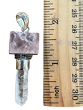Rough Rose Quartz & Quartz point Solid 925 Sterling Silver Pendant