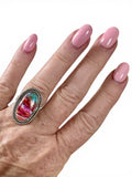 Kingman Pink Dahlia Turquoise Solid 925 Sterling Silver Ring 6