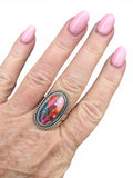 Kingman Pink Dahlia Turquoise Solid 925 Sterling Silver Ring 10
