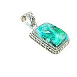 Chrysocolla Malachite Solid 925 Sterling Silver Pendant