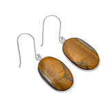 Tiger Eye Solid 925 Sterling Silver Earrings