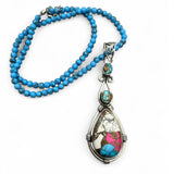 Kingman Cotton Candy Turquoise Solid 925 Sterling Silver Pendant Necklace