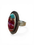 Kingman Pink Dahlia Turquoise Solid 925 Sterling Silver Ring 6