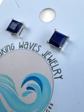 Faceted Blue Lapis Solid 925 Sterling Silver stud Earrings
