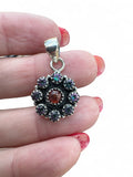 Rainbow Fire Topaz & Garnet Solid 925 Sterling Silver Pendant