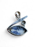 Sodalite & Pearl Solid 925 Sterling Silver Pendant