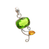 Peridot & Citrine Solid 925 Sterling Silver Pendant