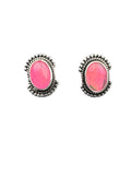Pink Fire Opal Solid 925 Sterling Silver stud Earrings