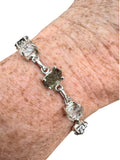 Moldavite, Herkimer Diamond & Meteorite Solid 925 Sterling Silver Bracelet