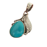 Fox Mine Turquoise Solid 925 Sterling Silver Pendant