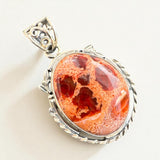 Mexican Fire Opal Solid 925 Sterling Silver Pendant