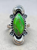 Kingman Green Mojave Turquoise Solid 925 Sterling Silver Ring 7
