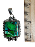 Kingman Peacock Dahlia Solid 925 Sterling Silver Pendant