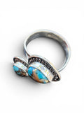 Kingman Turquoise & Spiny Oyster Solid 925 Sterling Silver Ring – Adjustable