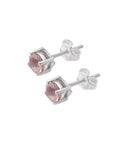 Rose Quartz Solid 925 Sterling Silver stud Earrings